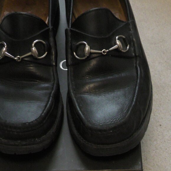 Authentic GUCCI Men’s Black Horsebit Leather Round Toe Loafers 11 main image 4